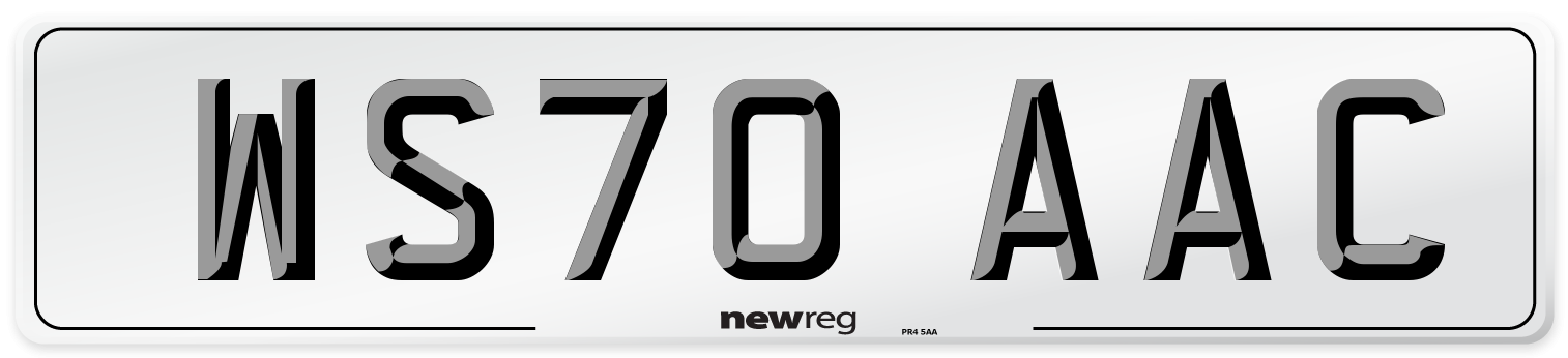 WS70 AAC Number Plate from New Reg